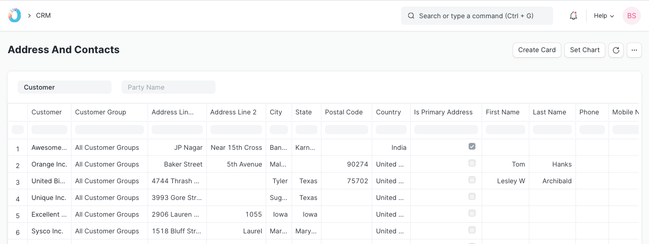 Address and Contact Report