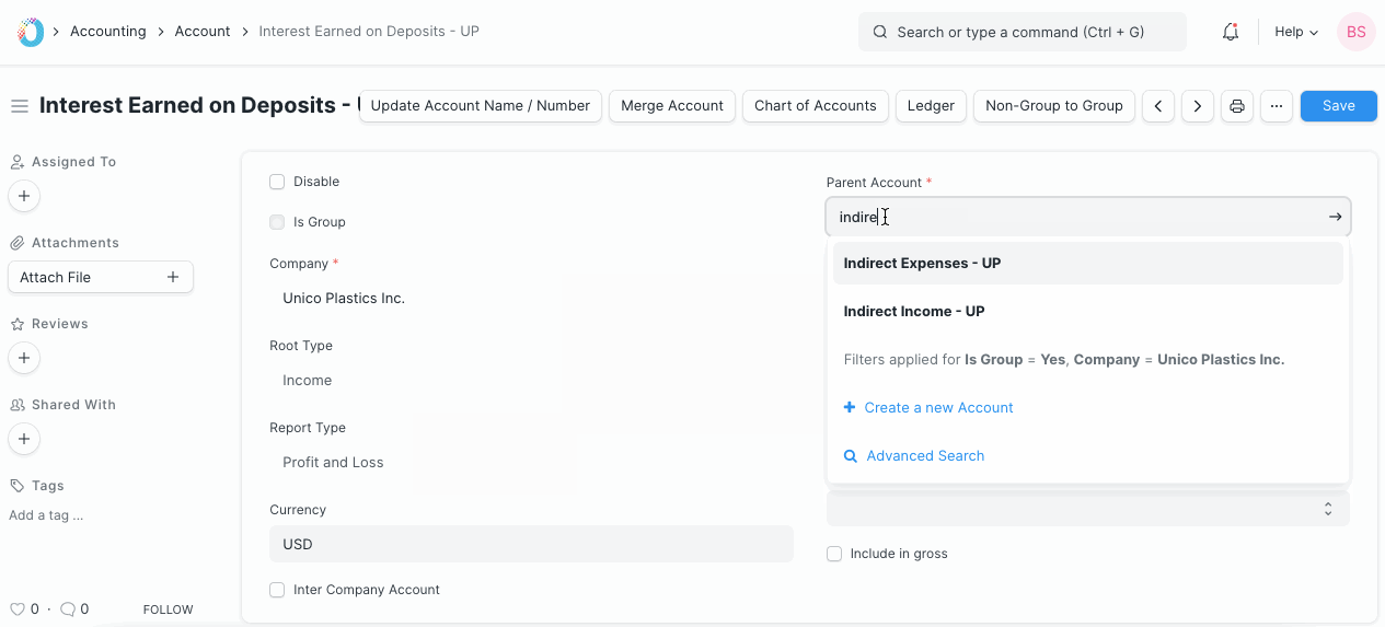 Change Parent Account