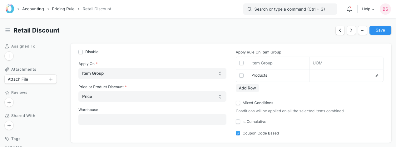 Pricing Rule Coupon Code Based