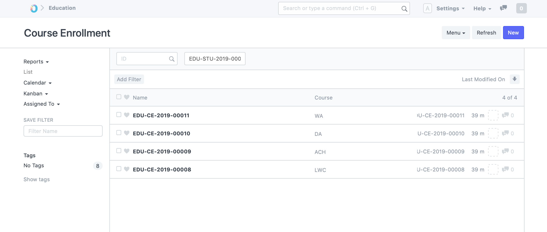Course Enrollment List
