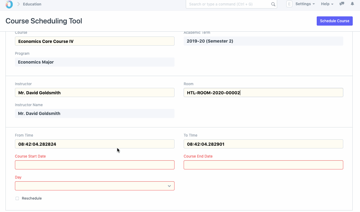 Course Scheduling Tool