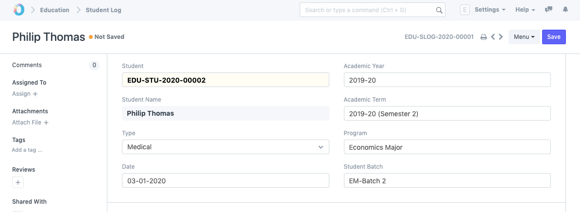 Student Log