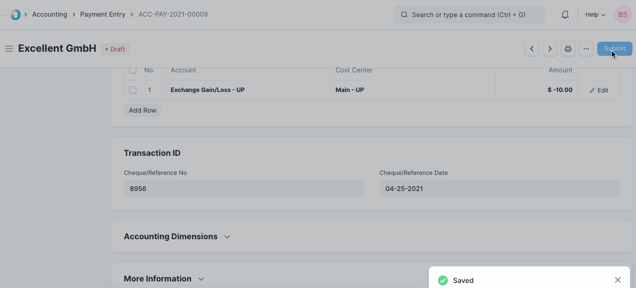 Auto Calculate Exchange Gain Loss