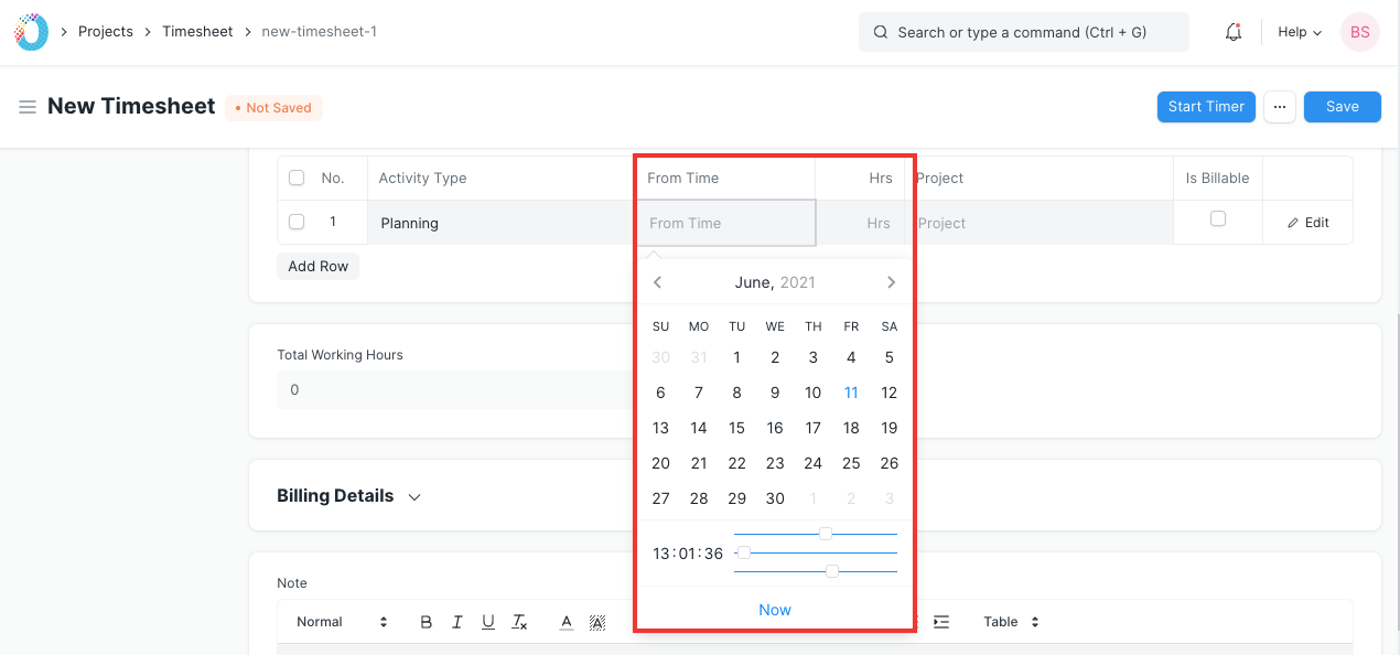 Field Type Date and Time