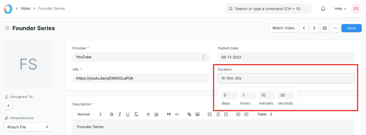 Field Type Duration