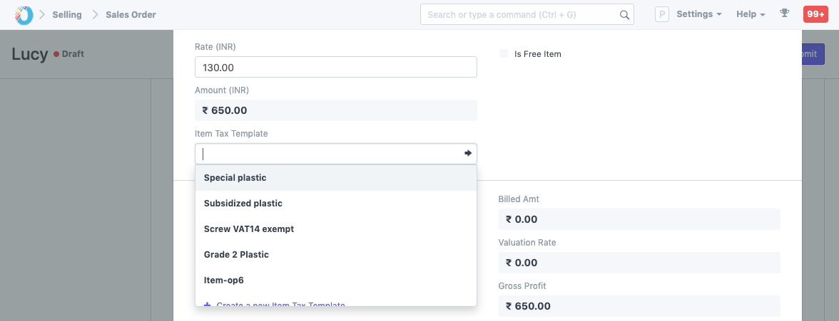 Item Tax individual