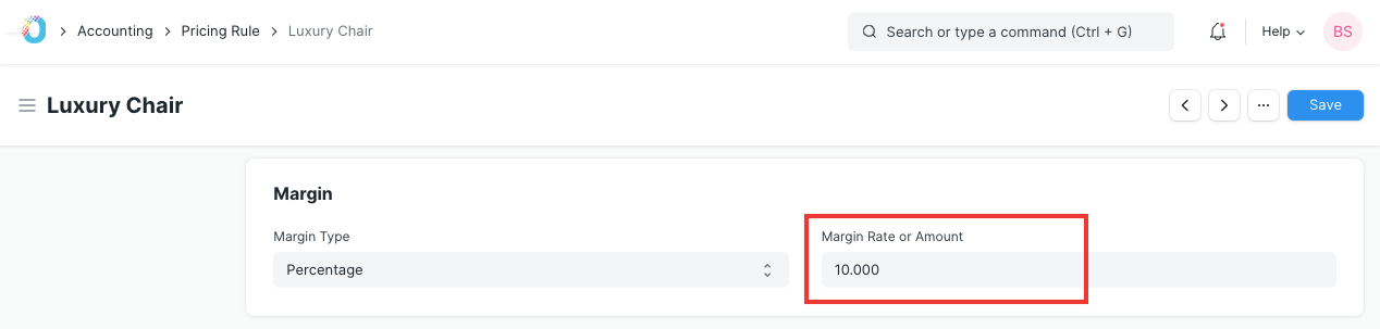 Adding Margin in Pricing Rule