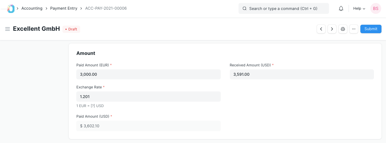 Multi-currency in Payment Entry