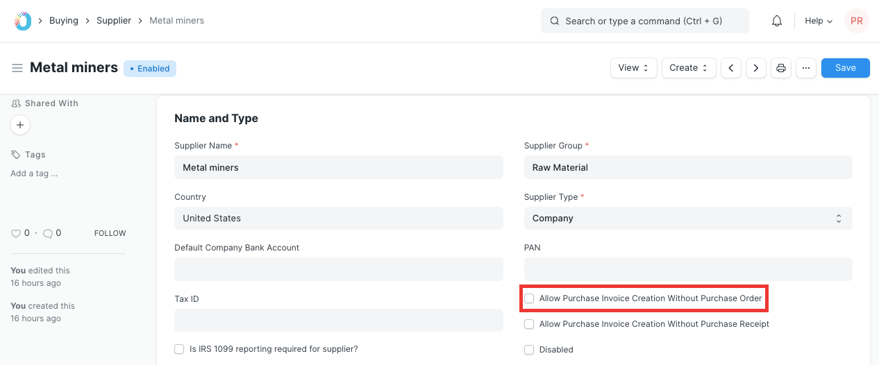 Purchase Order Required
