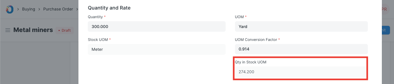Purchase Order - UOM