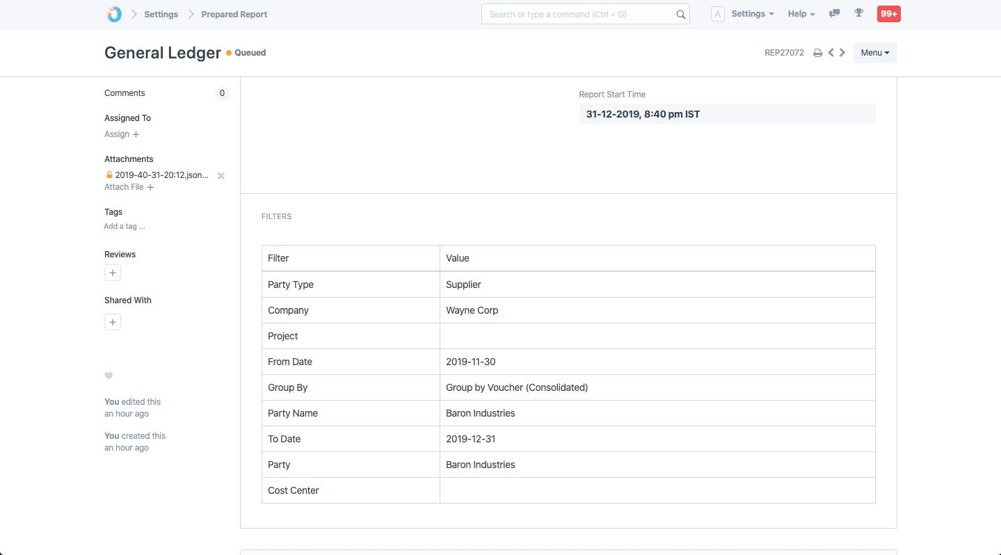 Prepared Report Queued