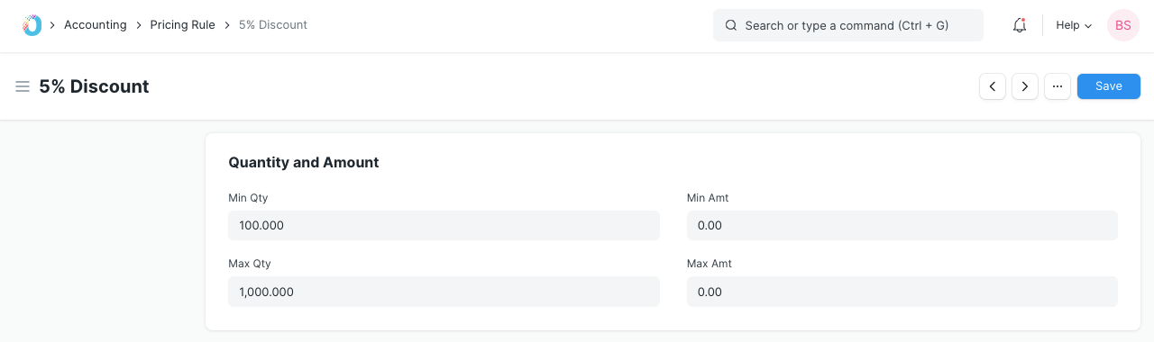 Pricing Rule Quantity and Amount