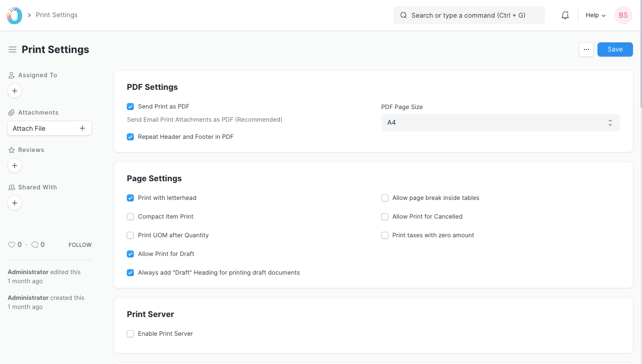 Print Settings