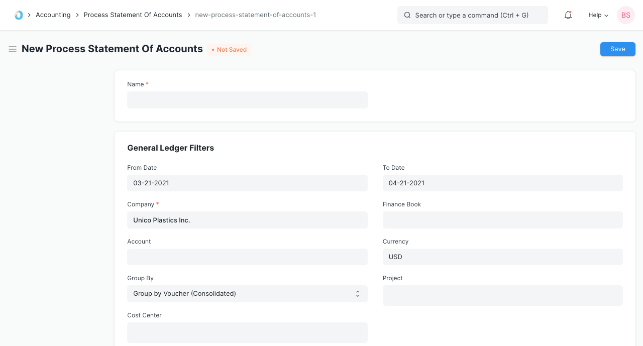 New Process Statement of Accounts