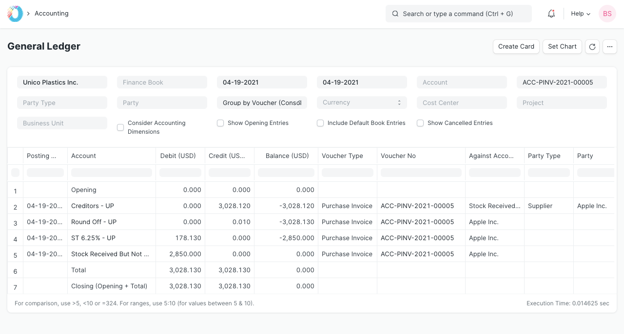 Purchase Invoice Ledger