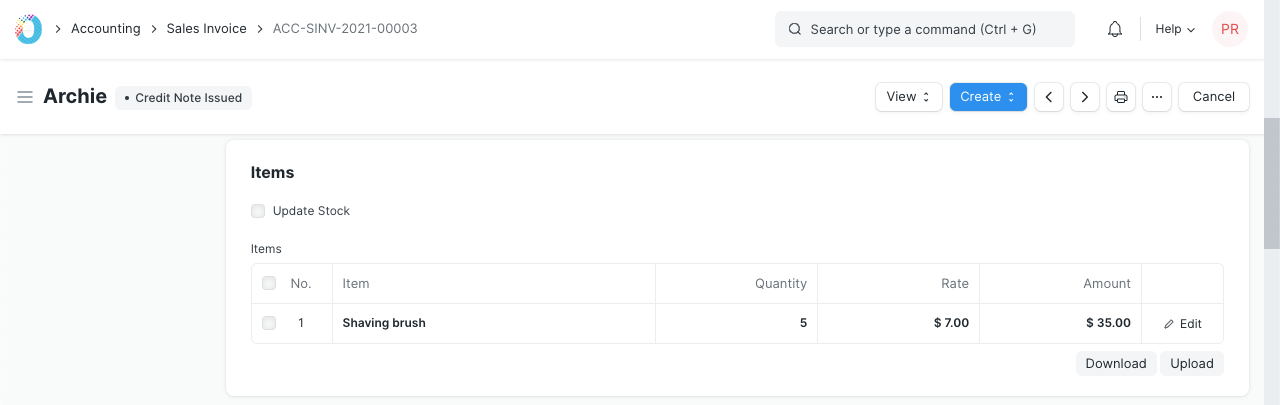 Create sales return