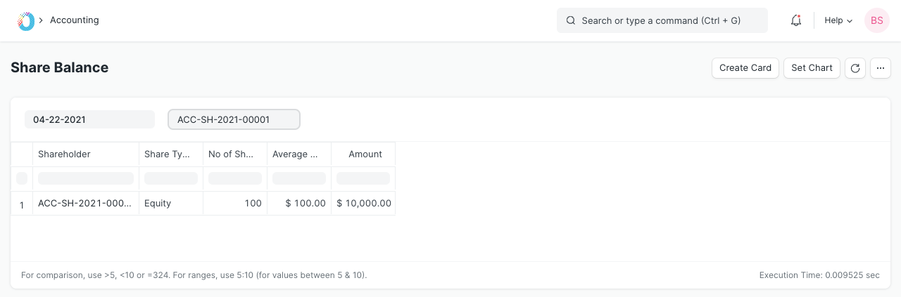Share Balance Report