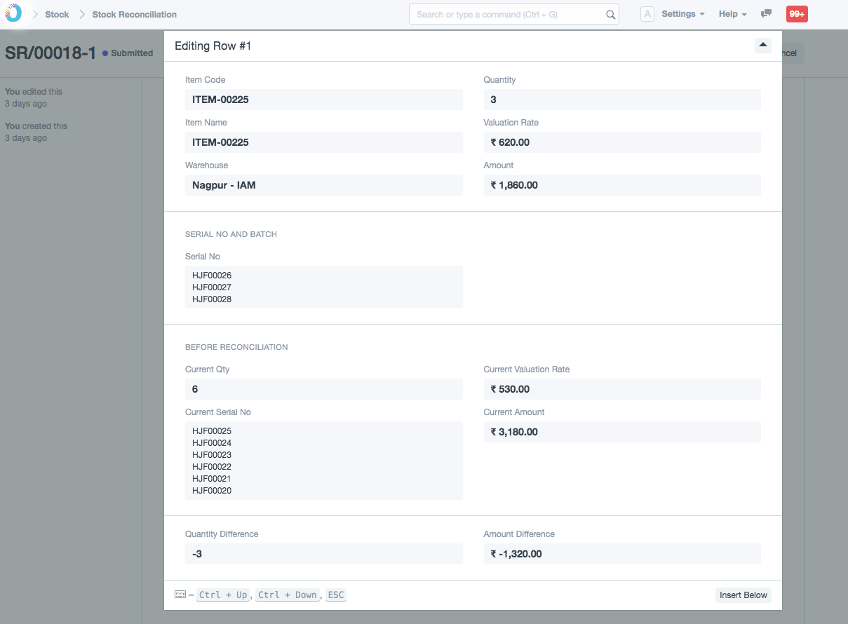 Stock Reconciliation