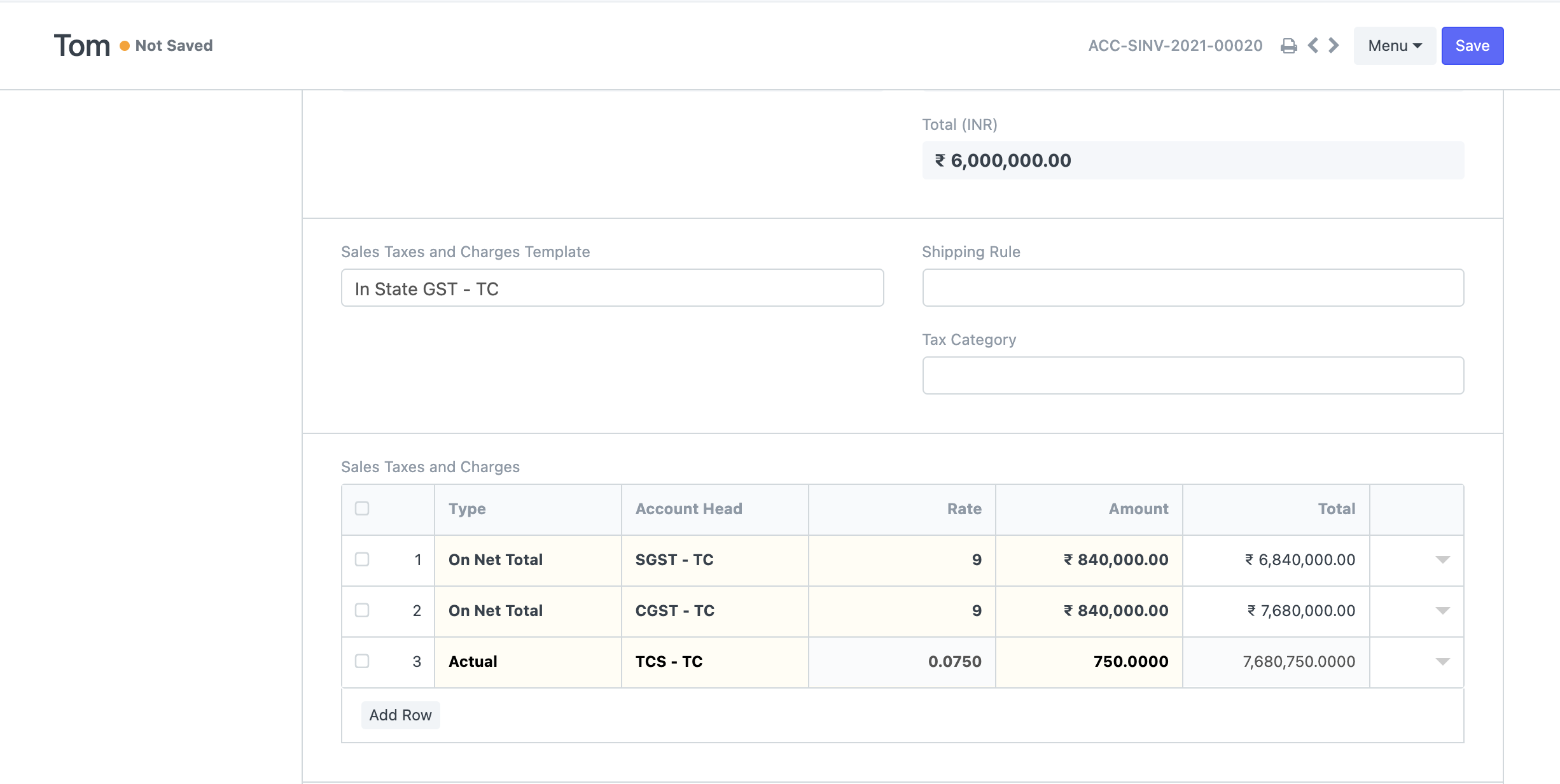 Tax Withholding Category