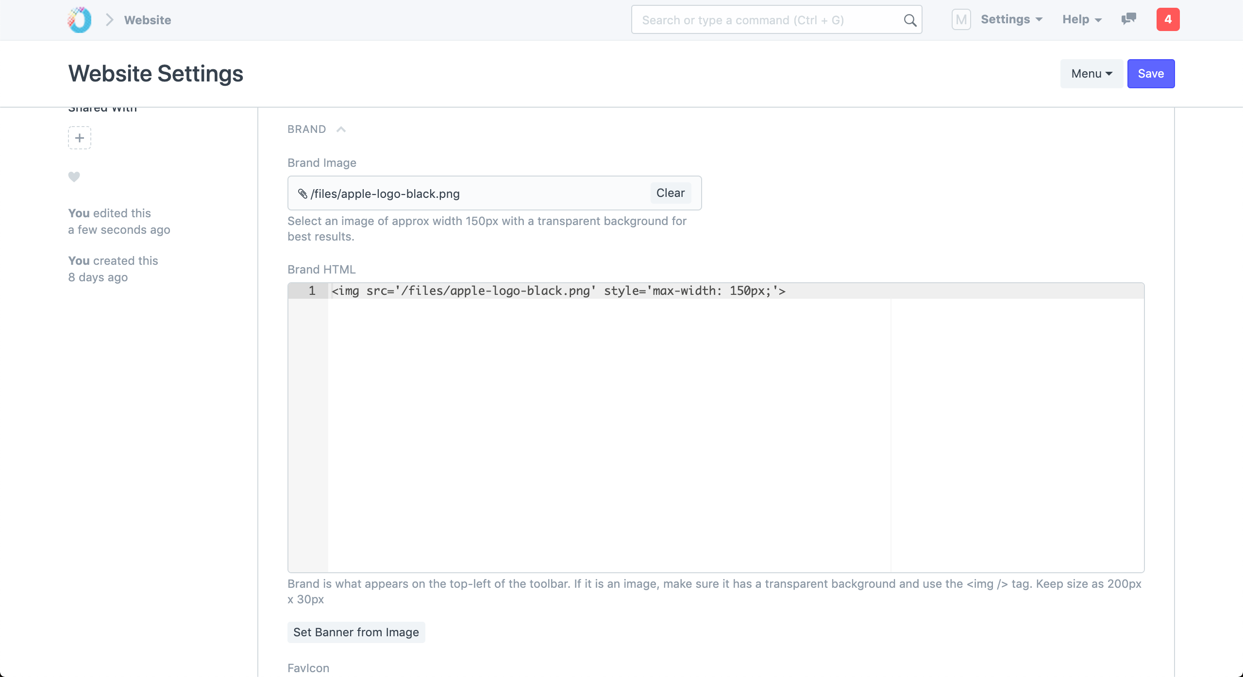 Website Settings - Banner Image