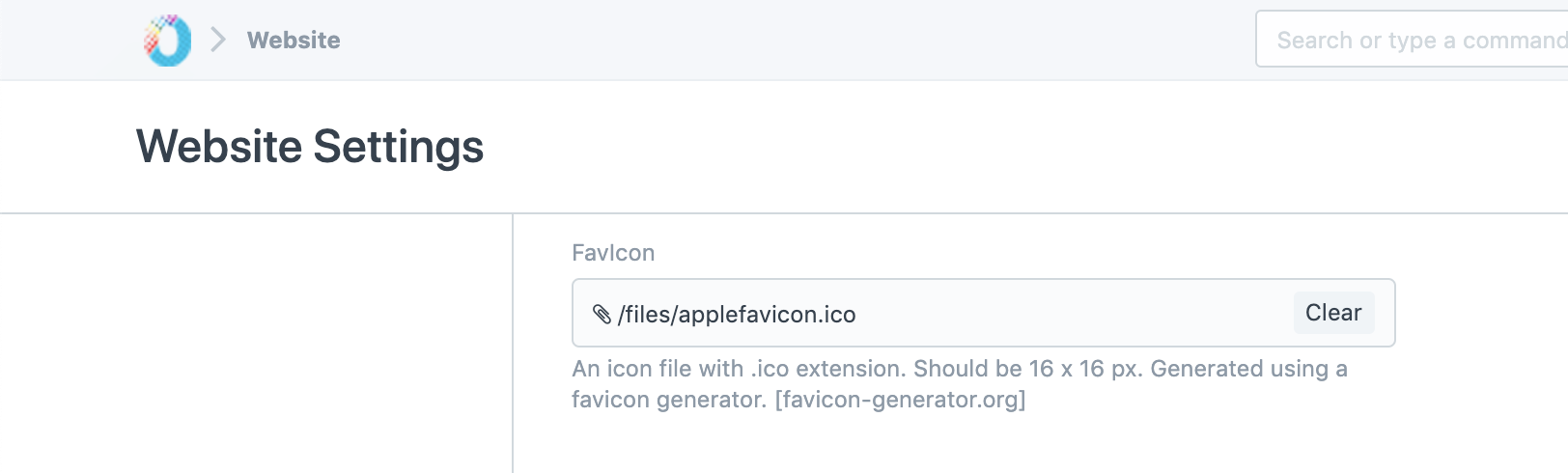 Website Settings - Favicon