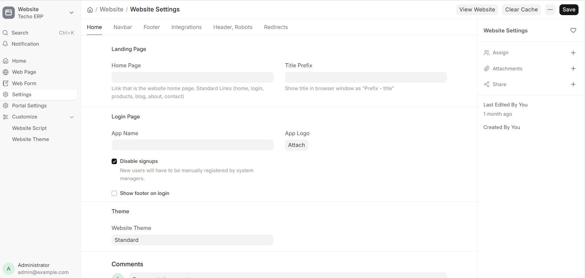 Disable signup